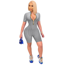 Load image into Gallery viewer, Solid Color Zipper Short Sleeve Casual Slim Jumpsuits Sex Toys -lovershop01
