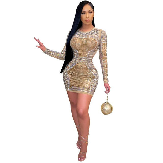 Skinny Colorful Diamonds Mini Club Dress Sex Toys -lovershop01