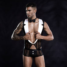 Load image into Gallery viewer, Mens Cosplay Waiter Sexy Lingerie Set Tuxedo Roleplay -3PCS
