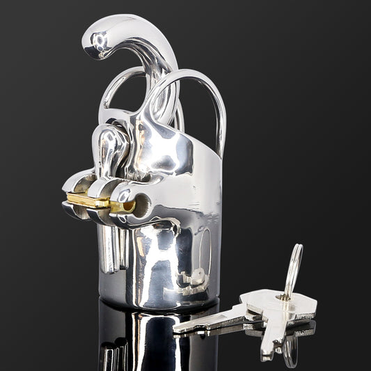 PA Puncture Stainless Steel Male Chastity Device With Stealth Lock Penis Lock