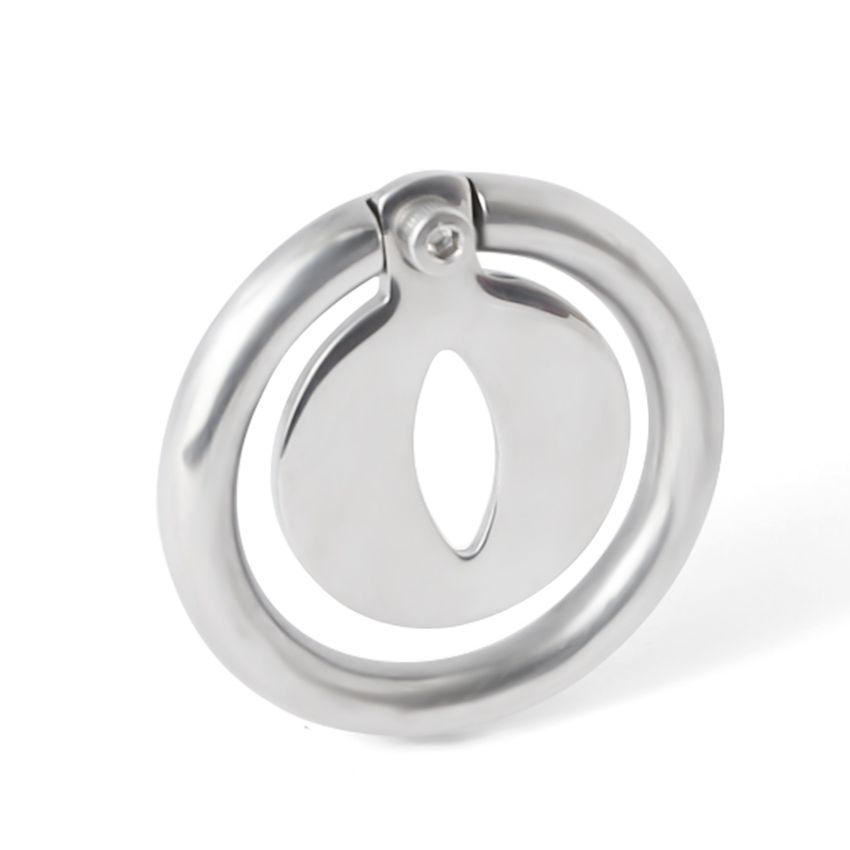 Stainless Steel Chastity Cage - Screws Cock Ring