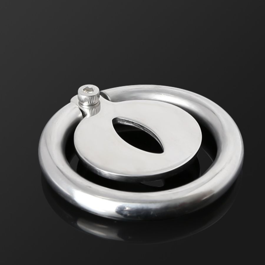 Stainless Steel Chastity Cage - Screws Cock Ring