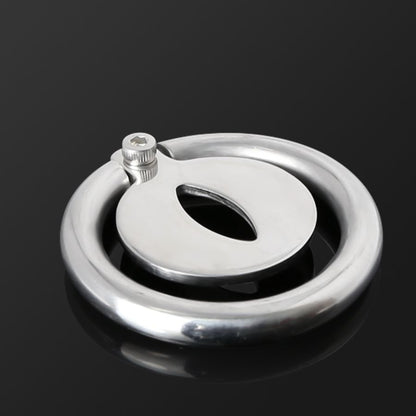 Stainless Steel Chastity Cage - Screws Cock Ring