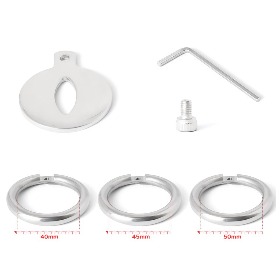Stainless Steel Chastity Cage - Screws Cock Ring