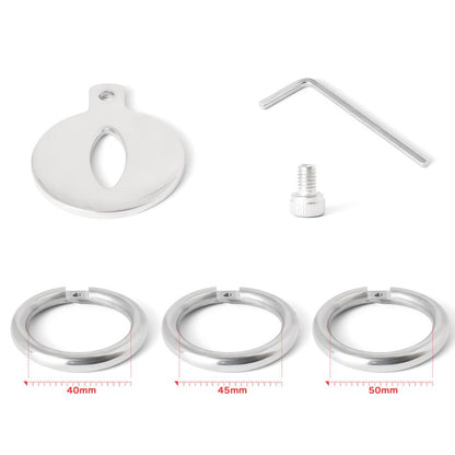 Stainless Steel Chastity Cage - Screws Cock Ring