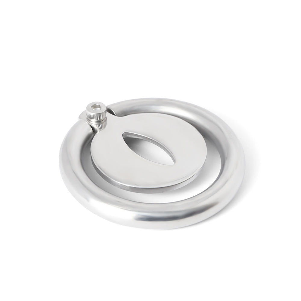 Stainless Steel Chastity Cage - Screws Cock Ring