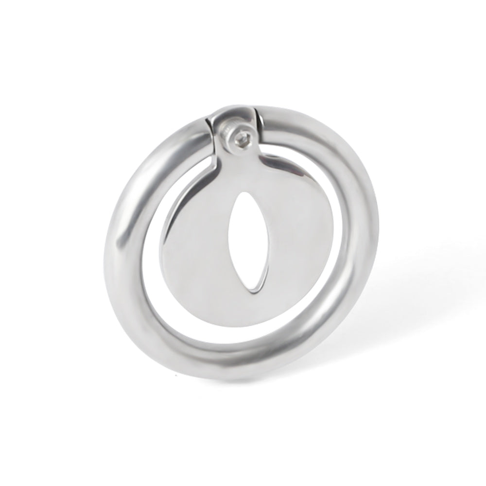 Stainless Steel Chastity Cage - Screws Cock Ring