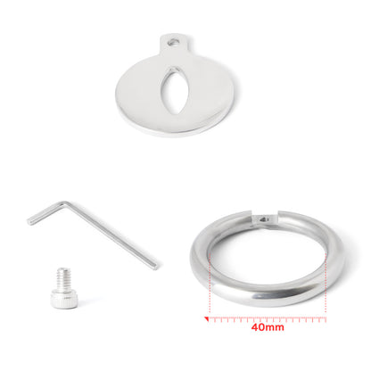 Stainless Steel Chastity Cage - Screws Cock Ring