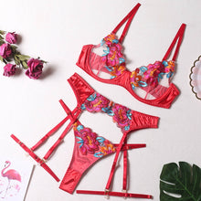 Load image into Gallery viewer, Erotic Lingerie Floral Embroidery Lace Bra Set
