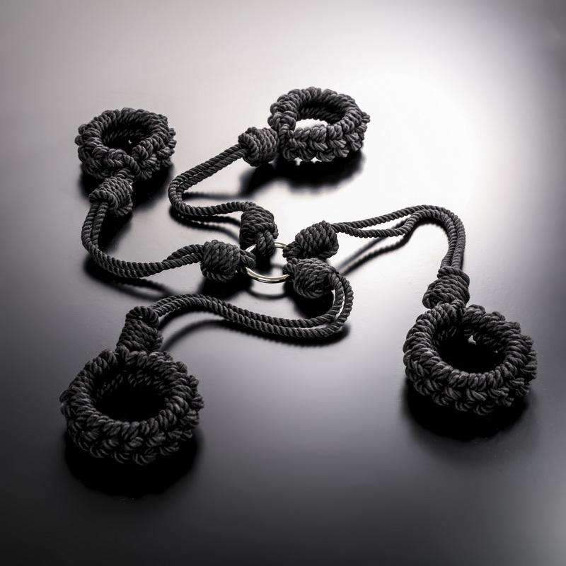 Shibari rope handcuffs and ankle cuffs