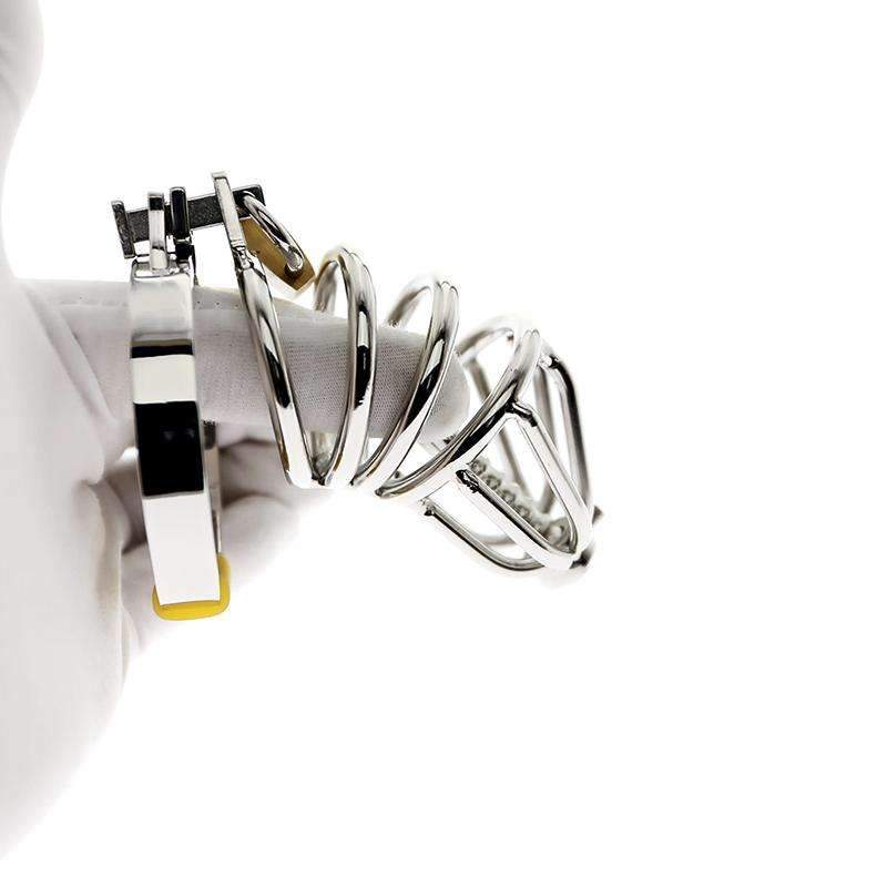 Short chastity cage for men with urethral feature