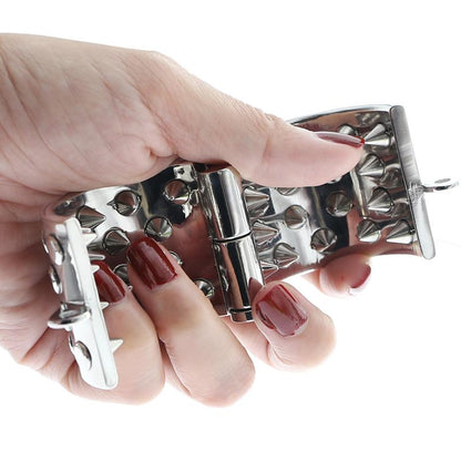 Silver CBT Chastity Bracelet with Non-Removable Teeth for Control