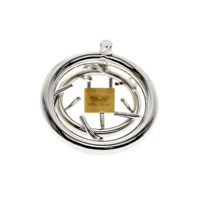 BDSM chastity device with spiked interior