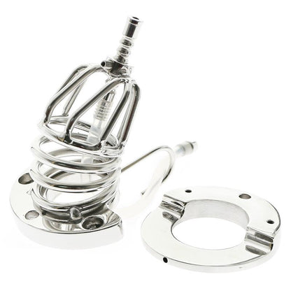 Stainless ball stretcher cock cage with tube