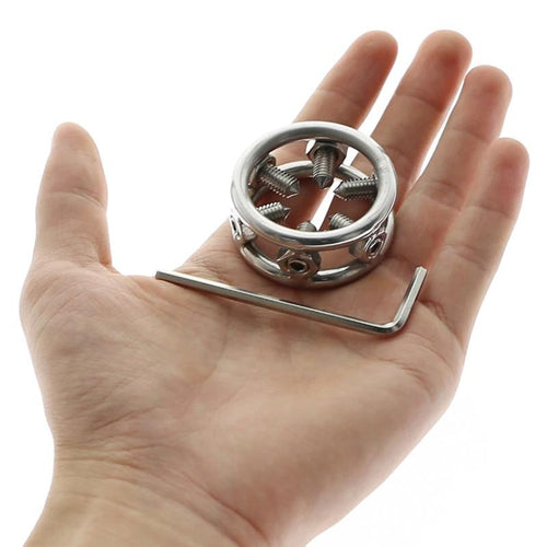 Stainless steel spiked glans ring for CBT play