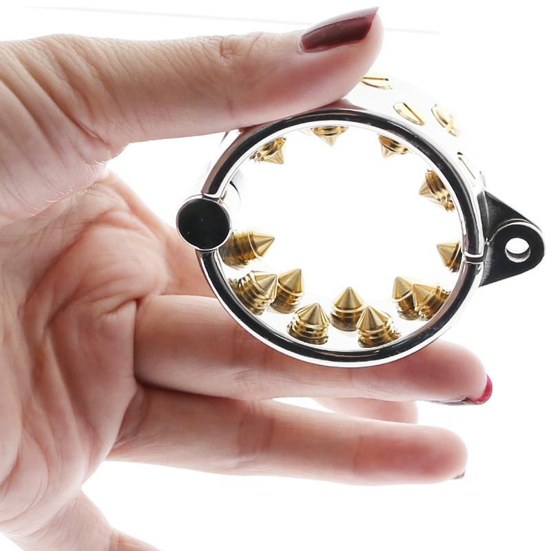 Steel spiked chastity cage for cock and ball torture